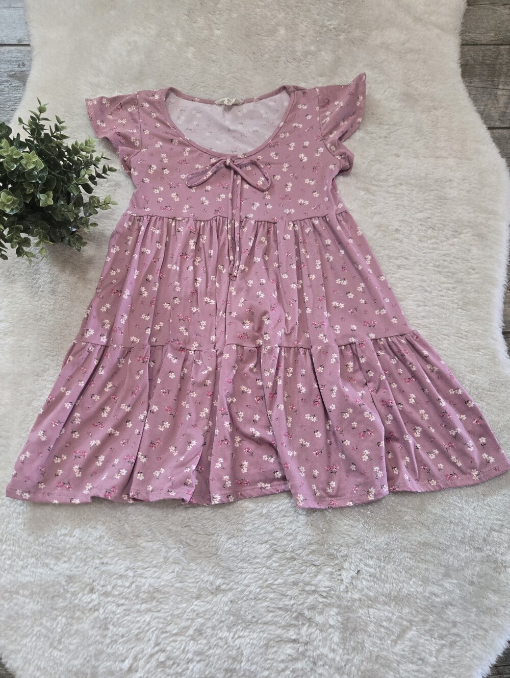 Jessica Simpson Pink Floral Tiered Babydoll Coquette Milkmaid Mini-Dress, S
